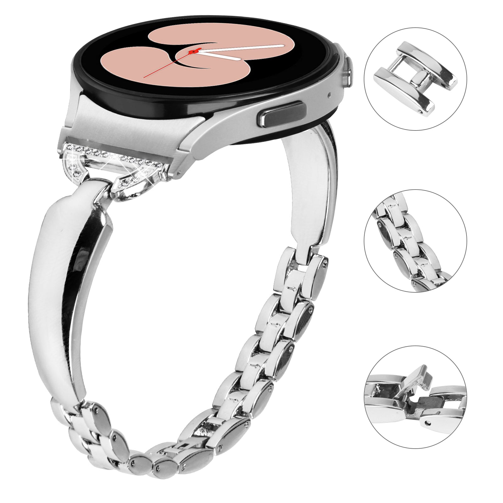 Watch Band for Samsung Galaxy Watch6 40mm 44mm Watch6 Classic 43mm 47mm Watch 5 40mm 44mm Watch4 40mm 44mm Rhinestone Decor Copper Bracelet with Connector Watch Band for Samsung Galaxy Watch6 40mm 44mm Watch6 Classic 43mm 47mm Watch 5 40mm 44mm Watch4 40mm 44mm Rhinestone Decor Copper Bracelet with Connector